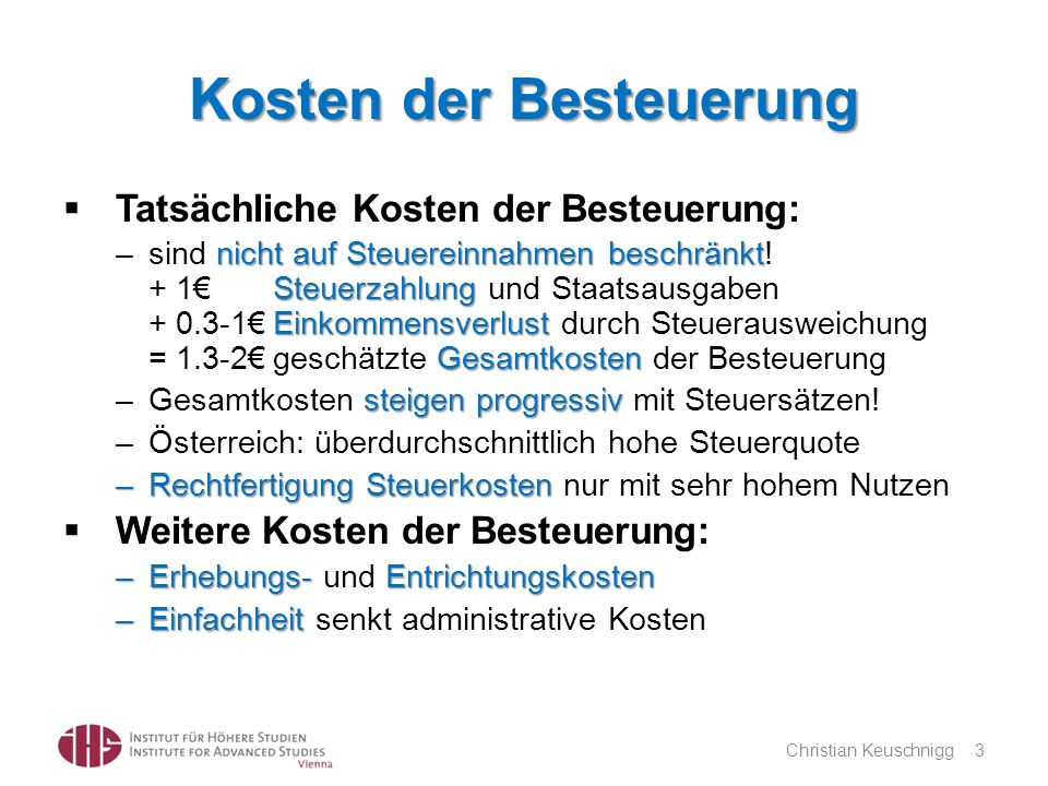 Kosten der Besteuerung