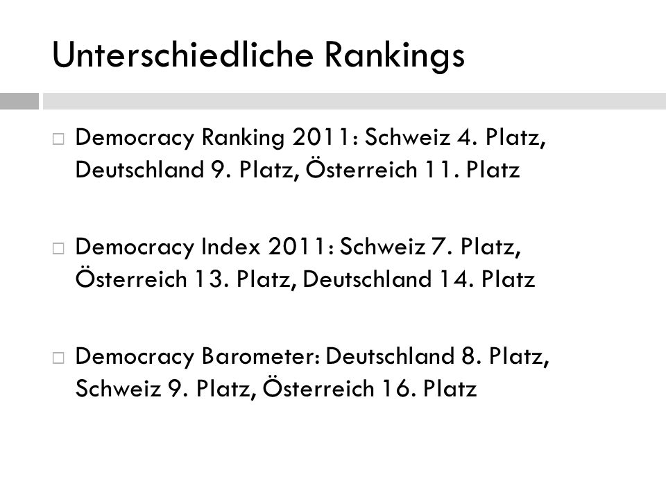Unterschiedliche Rankings