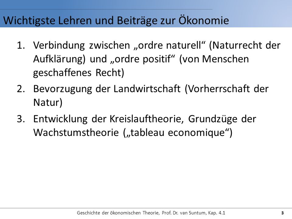 Wichtigste Lehren und Beiträge zur Ökonomie
