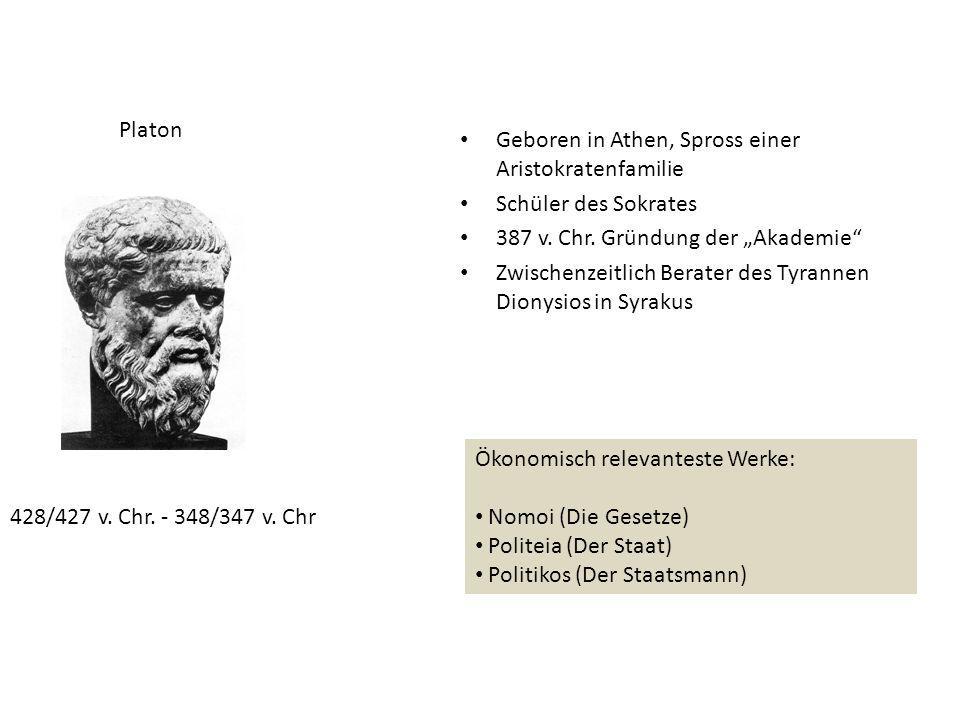 Platon Geboren in Athen, Spross einer Aristokratenfamilie. Schüler des Sokrates. 387 v. Chr. Gründung der „Akademie