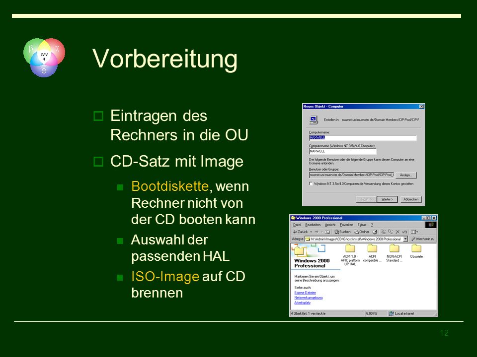 Vorbereitung Eintragen des Rechners in die OU CD-Satz mit Image