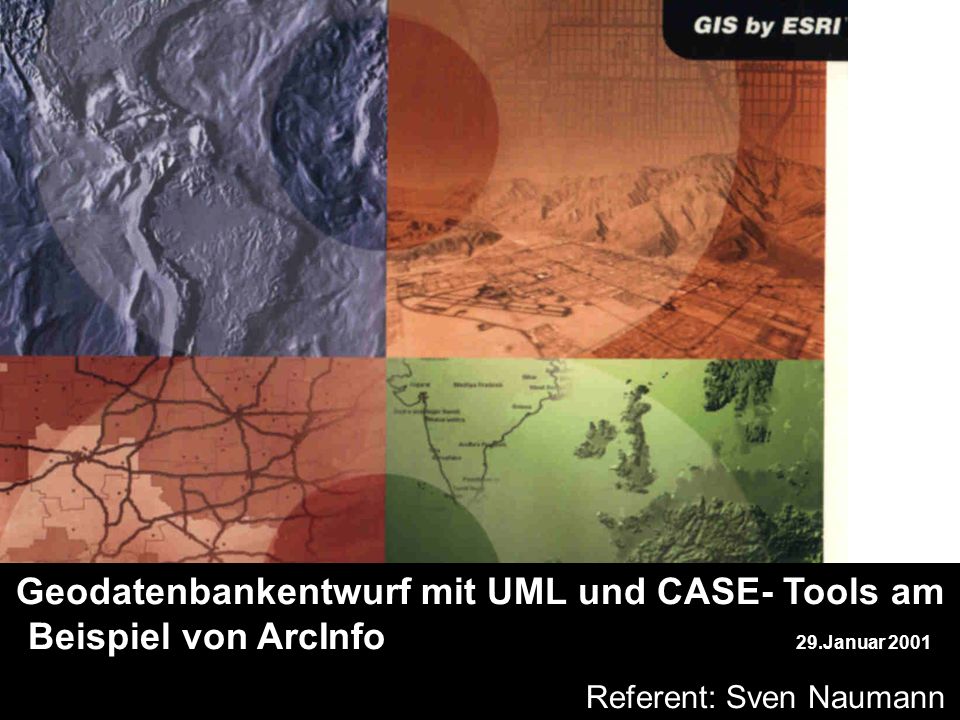 jh sdfg. Geodatenbankentwurf mit UML und CASE- Tools am Beispiel von ArcInfo 29.Januar b Referent: Sven Naumann.
