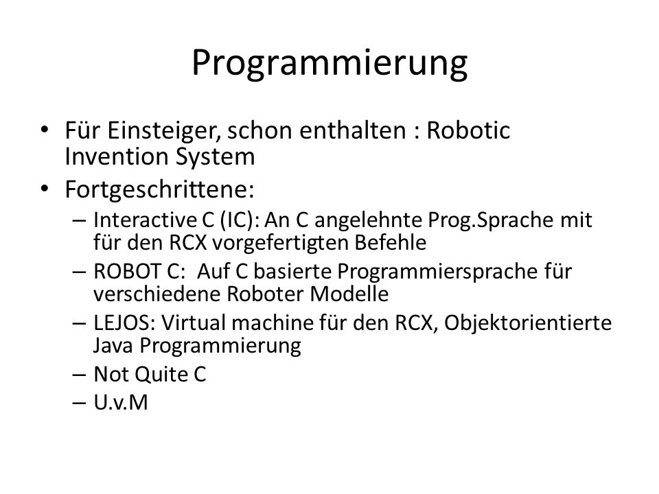 Programmierung Für Einsteiger, schon enthalten : Robotic Invention System. Fortgeschrittene: