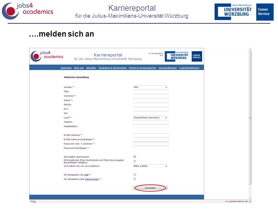 ….melden sich an