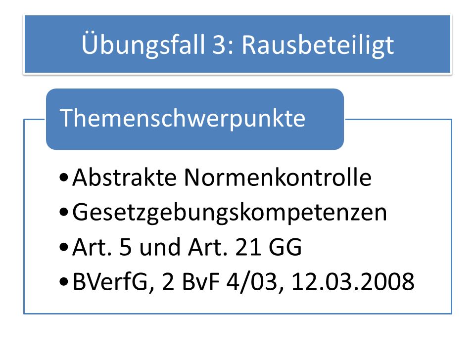 Übungsfall 3: Rausbeteiligt