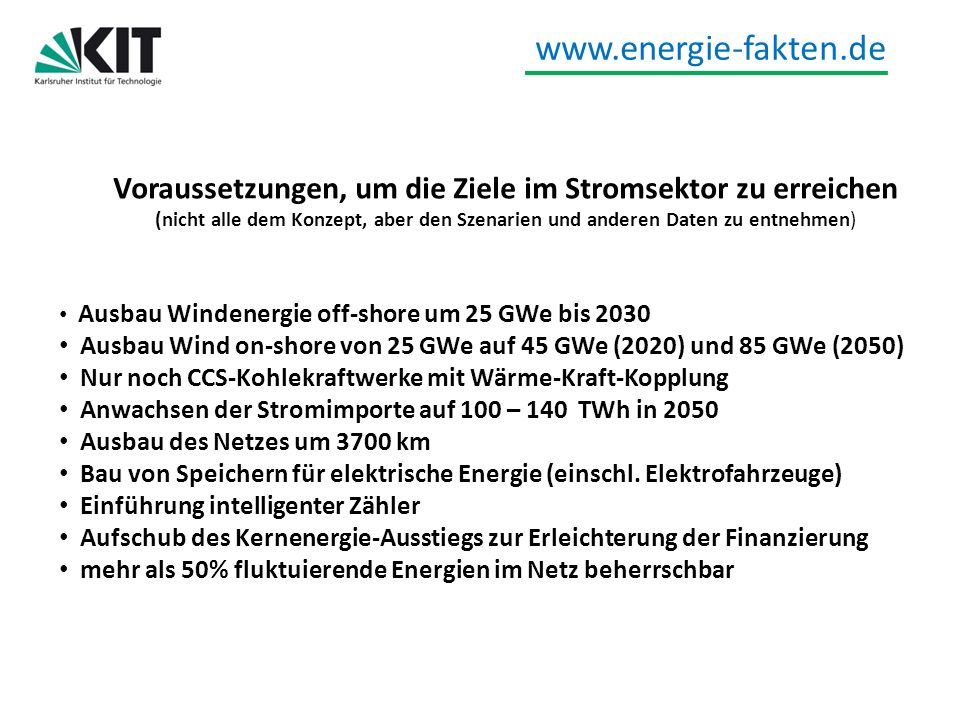Voraussetzungen, um die Ziele im Stromsektor zu erreichen