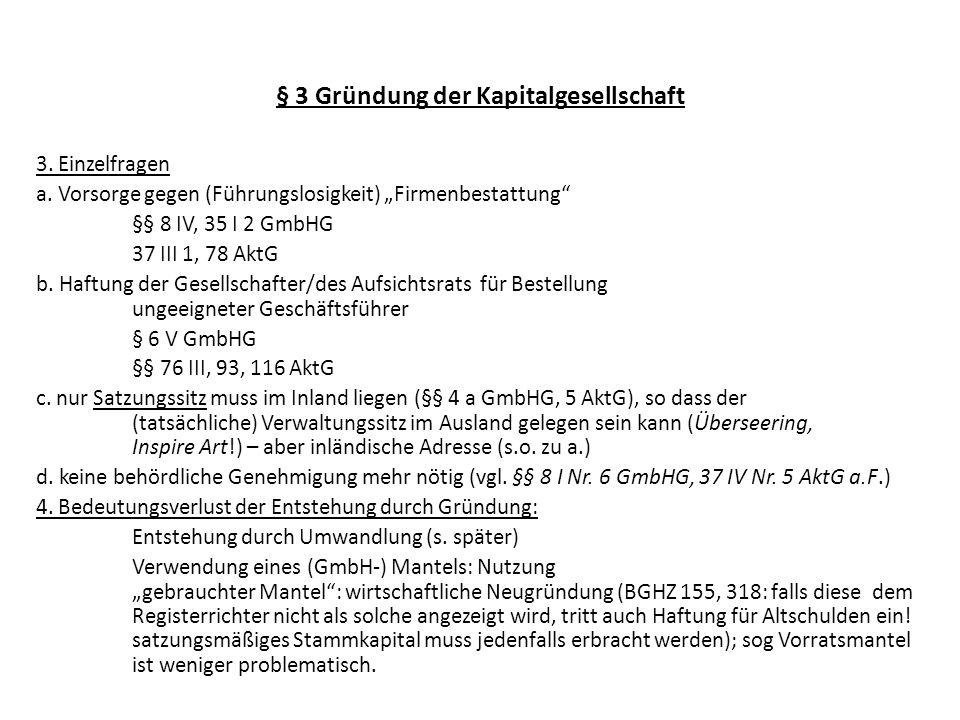 § 3 Gründung der Kapitalgesellschaft
