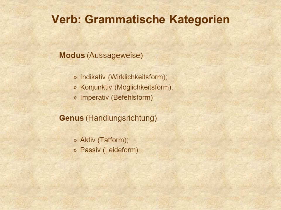 Verb: Grammatische Kategorien