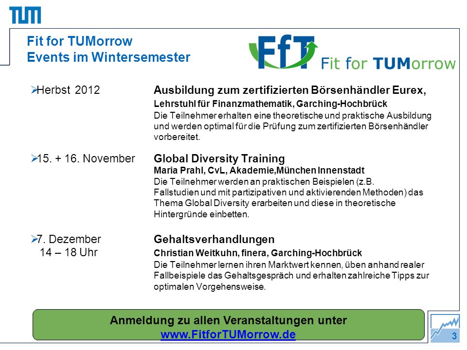 Fit for TUMorrow Events im Wintersemester