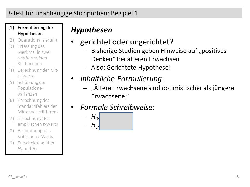 t-Test für unabhängige Stichproben: Beispiel 1