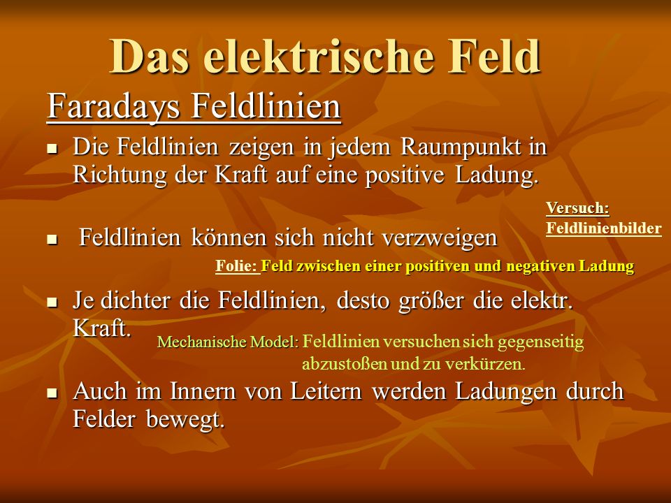 Das elektrische Feld Faradays Feldlinien