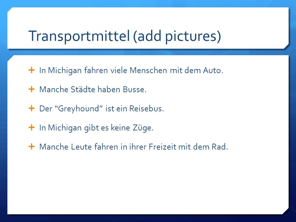 Transportmittel (add pictures)