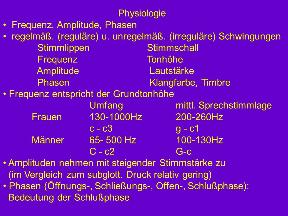 Physiologie Frequenz, Amplitude, Phasen. regelmäß. (reguläre) u. unregelmäß. (irreguläre) Schwingungen.