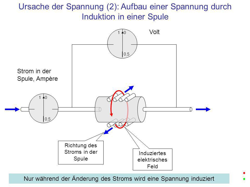 Ursache der Spannung (2): Aufbau einer Spannung durch Induktion in einer Spule