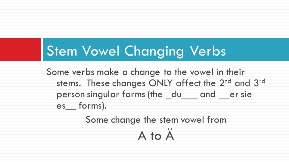 Stem Vowel Changing Verbs