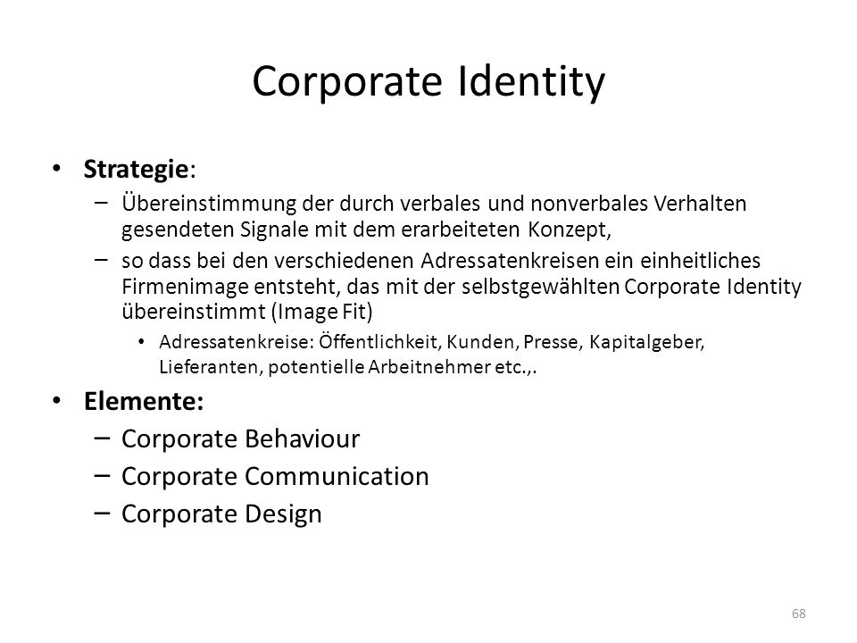 Corporate Identity Strategie: Elemente: Corporate Behaviour
