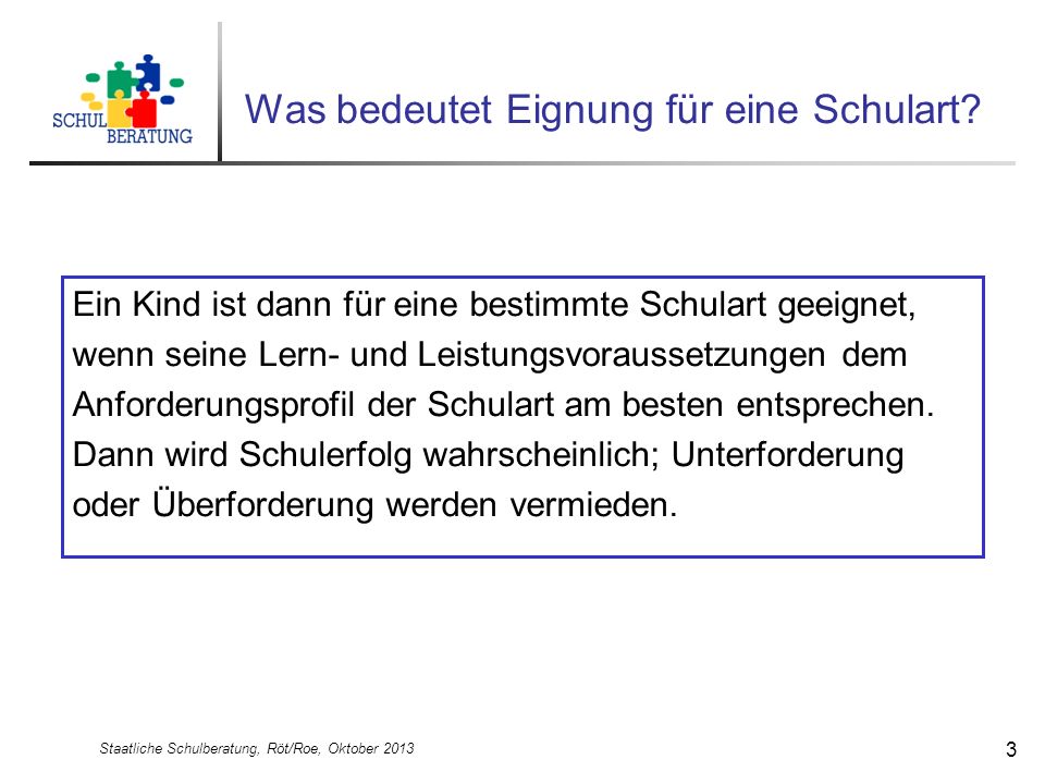 Was bedeutet Eignung für eine Schulart