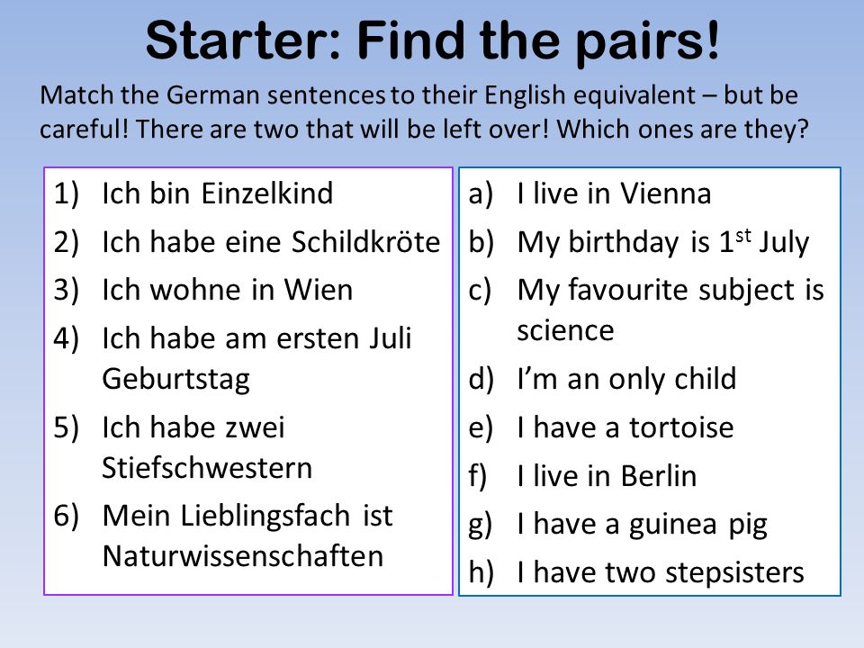Starter: Find the pairs!