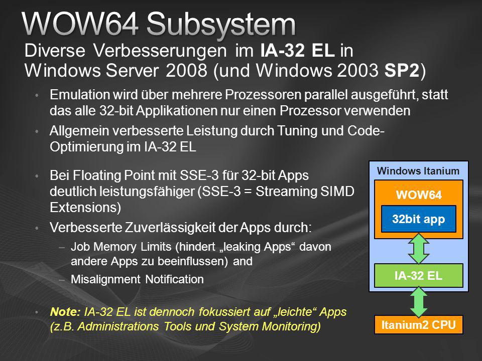 [Course Title] [Module Title] WOW64 Subsystem. Diverse Verbesserungen im IA-32 EL in Windows Server 2008 (und Windows 2003 SP2)