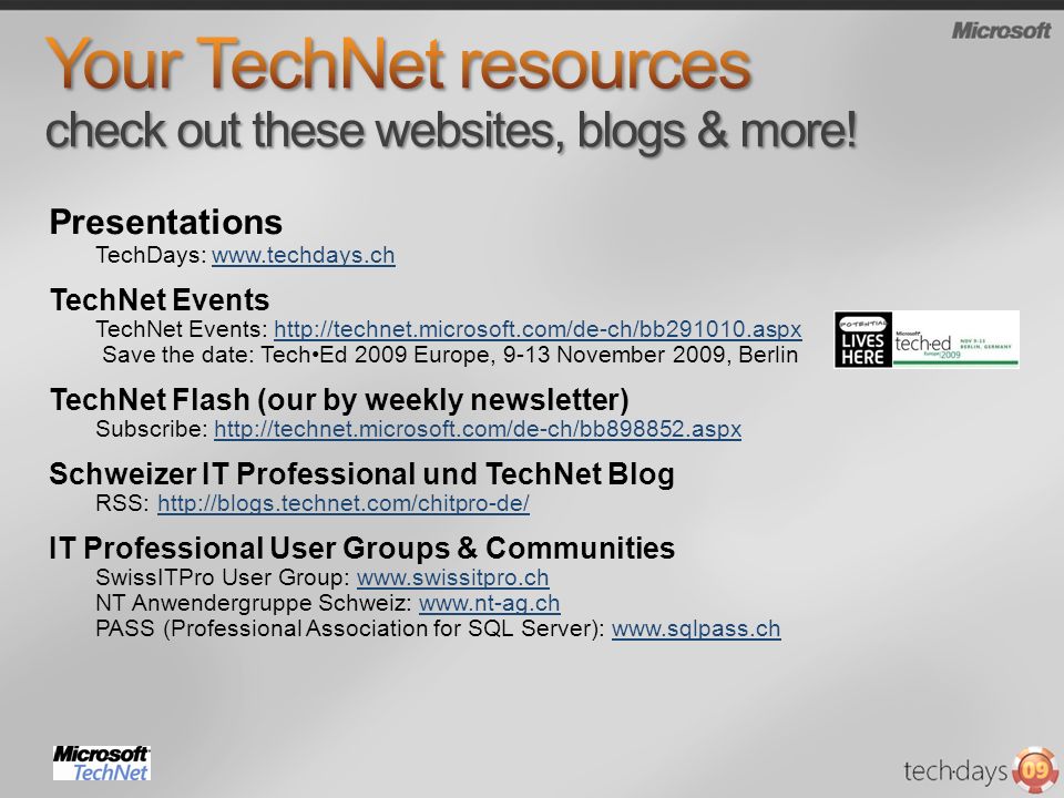 Your TechNet resources check out these websites, blogs & more!