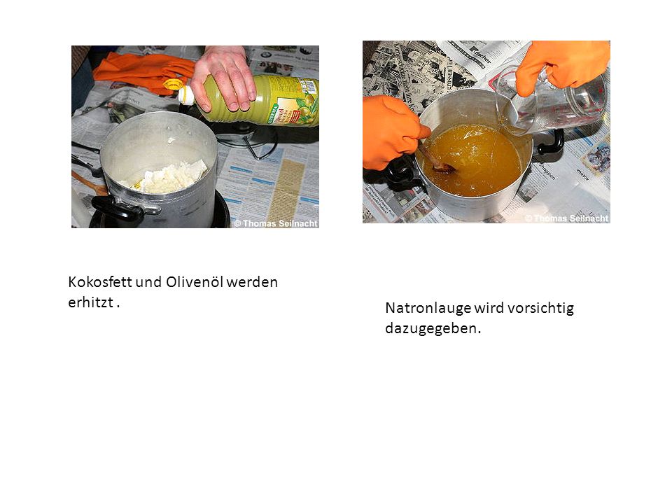 Kokosfett und Olivenöl werden