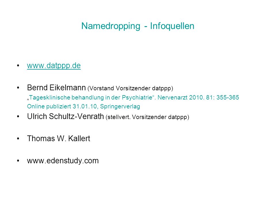 Namedropping - Infoquellen