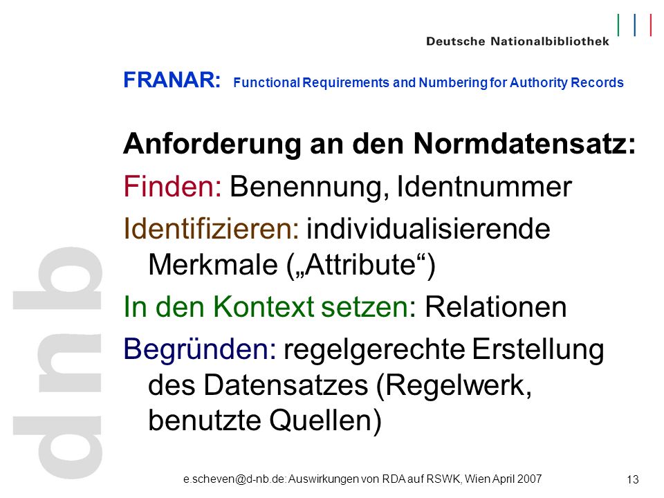 FRANAR: Functional Requirements and Numbering for Authority Records