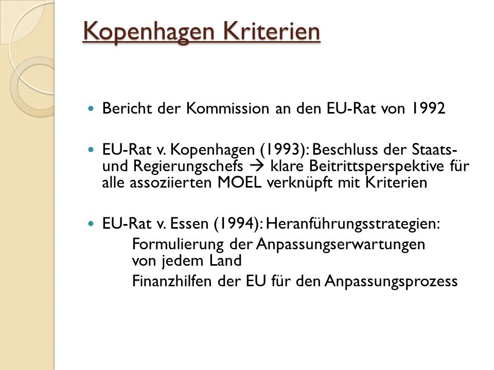 Kopenhagen Kriterien Bericht der Kommission an den EU-Rat von 1992