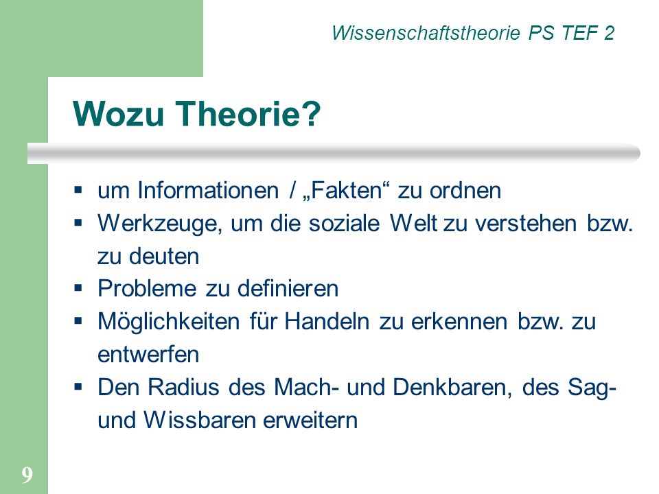 Wozu Theorie um Informationen / „Fakten zu ordnen