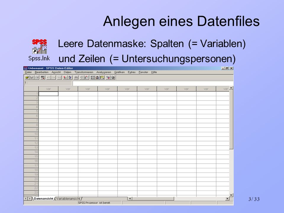 Anlegen eines Datenfiles