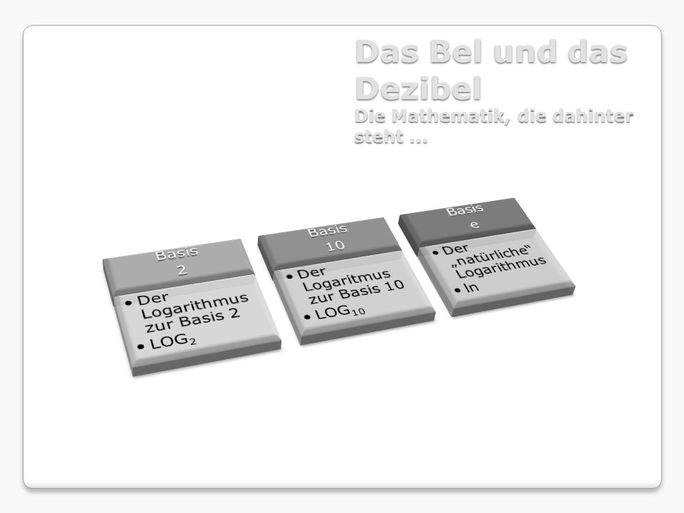 Das Bel und das Dezibel Die Mathematik, die dahinter steht ...