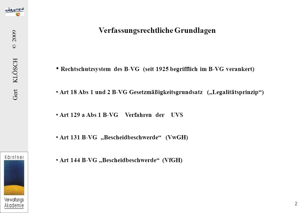 Einfachgesetzliche Grundlagen
