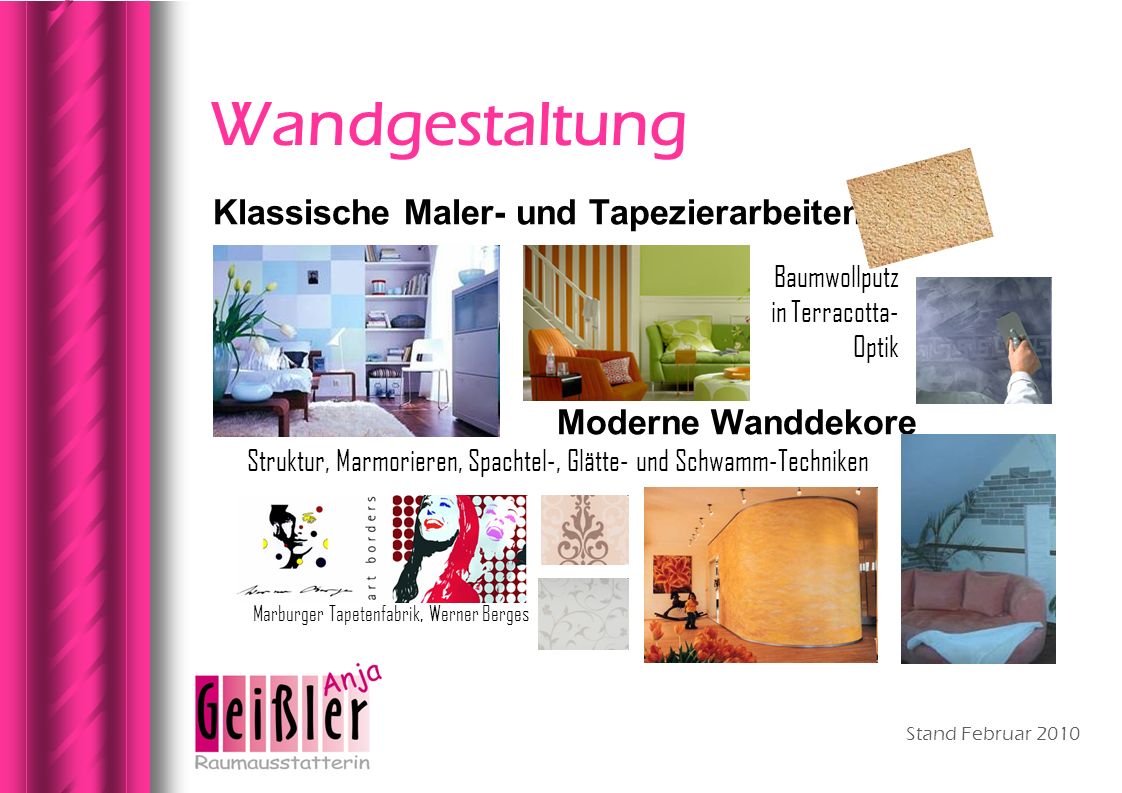 Wandgestaltung Klassische Maler- und Tapezierarbeiten