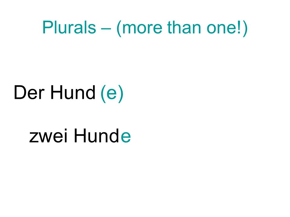 Plurals – (more than one!)