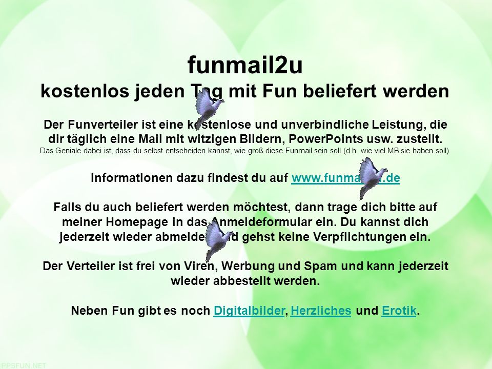 funmail2u kostenlos jeden Tag mit Fun beliefert werden
