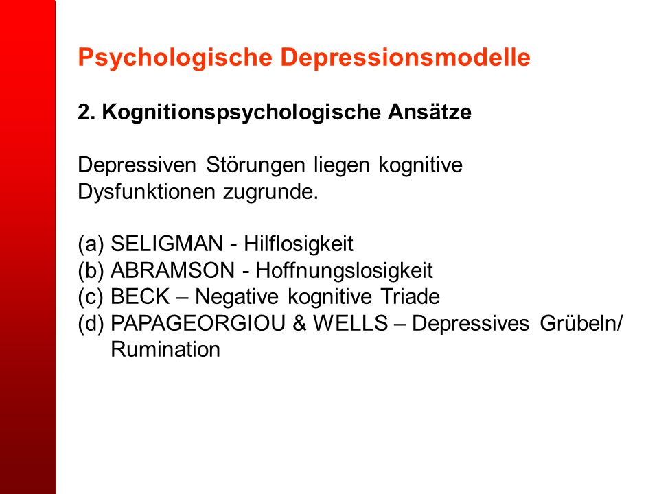 Psychologische Depressionsmodelle