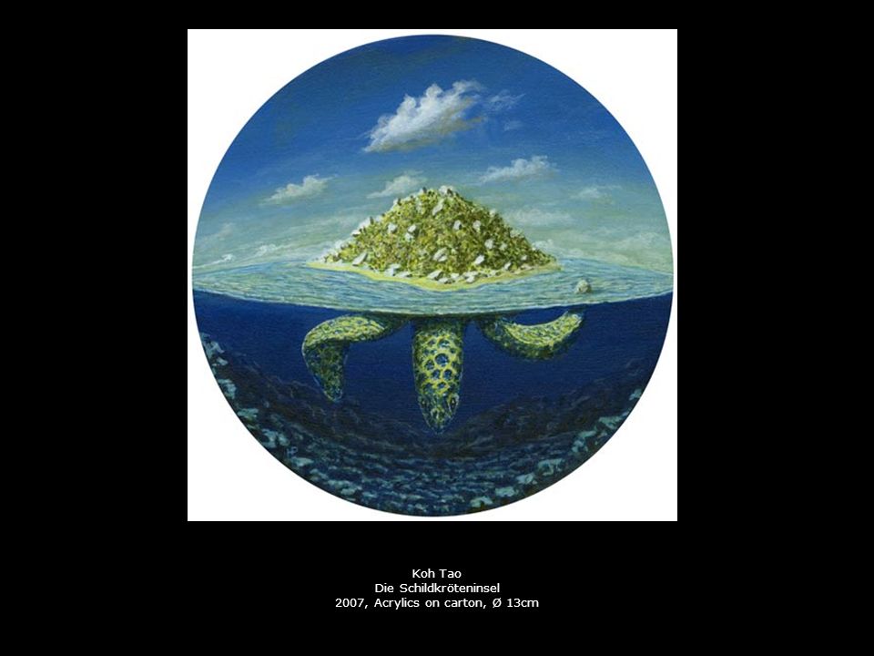 Koh Tao Die Schildkröteninsel 2007, Acrylics on carton, Ø 13cm