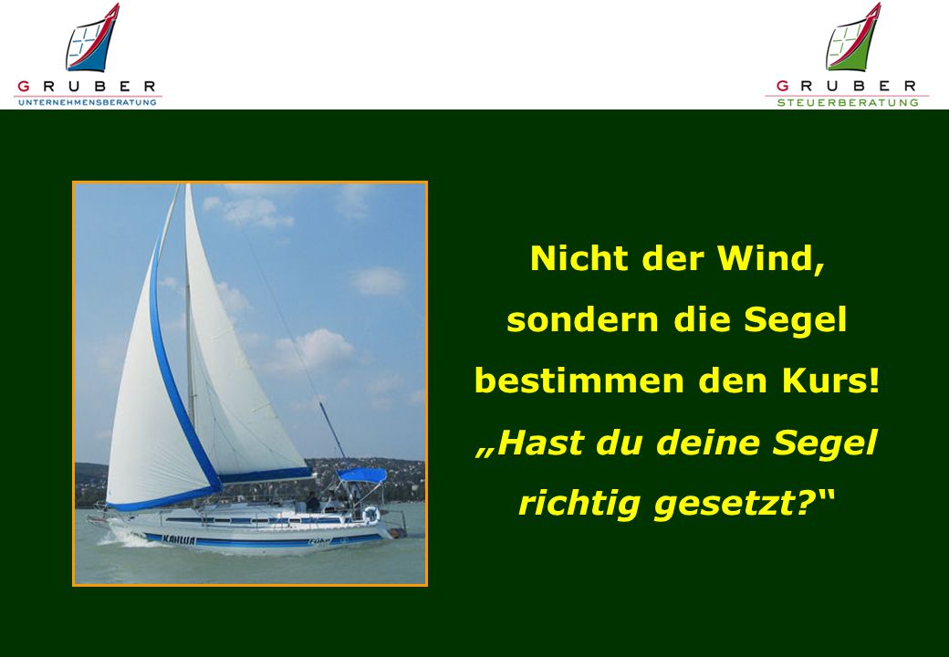 Nicht der Wind, sondern die Segel bestimmen den Kurs! „Hast du deine Segel richtig gesetzt