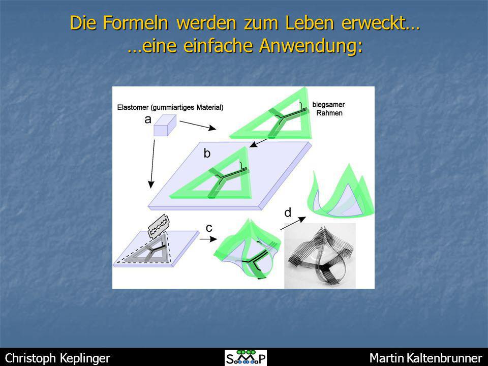 Die Formeln werden zum Leben erweckt… …eine einfache Anwendung: