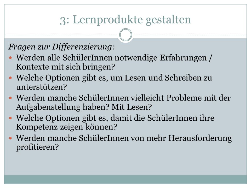 3: Lernprodukte gestalten