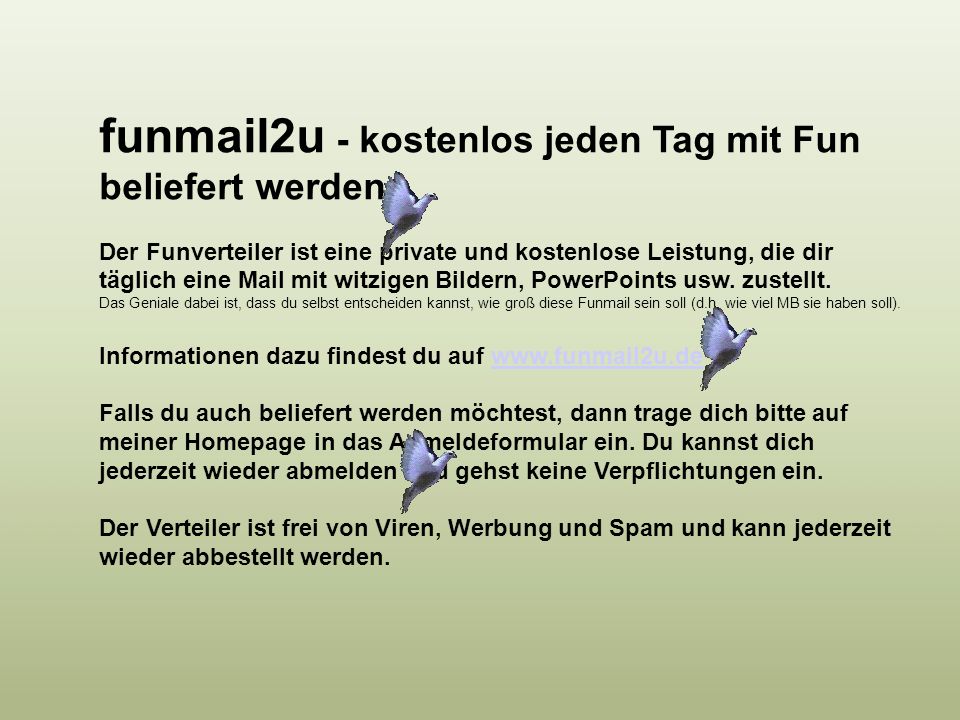 funmail2u - kostenlos jeden Tag mit Fun beliefert werden