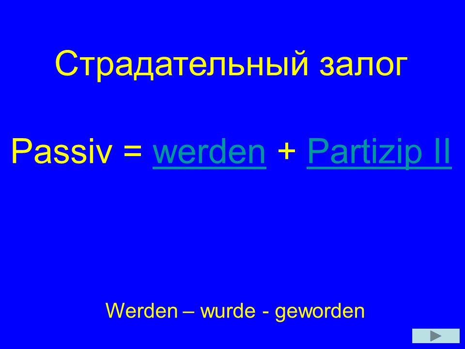 Passiv = werden + Partizip II