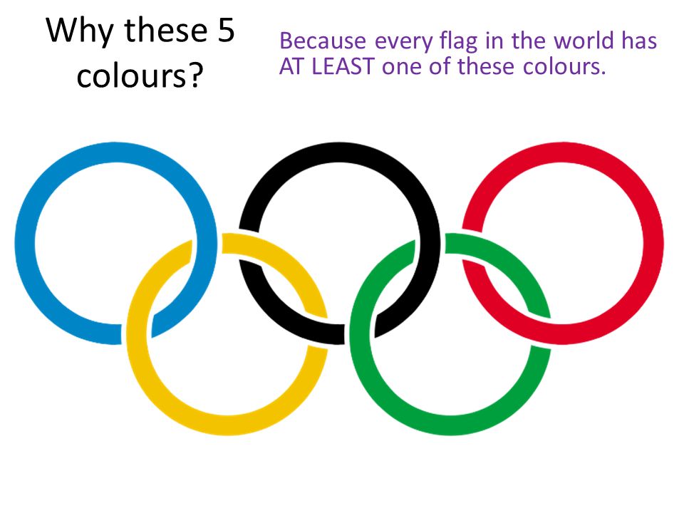Why these 5 colours Because every flag in the world has AT LEAST one of these colours.