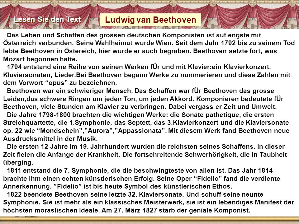 Ludwig van Beethoven Lesen Sie den Text