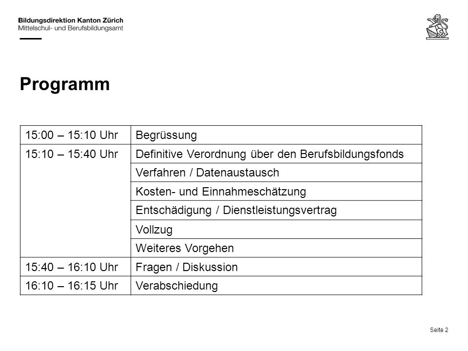 Programm 15:00 – 15:10 Uhr Begrüssung 15:10 – 15:40 Uhr