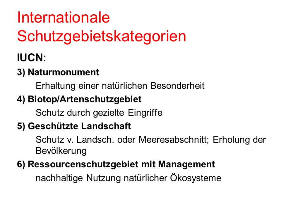 Internationale Schutzgebietskategorien
