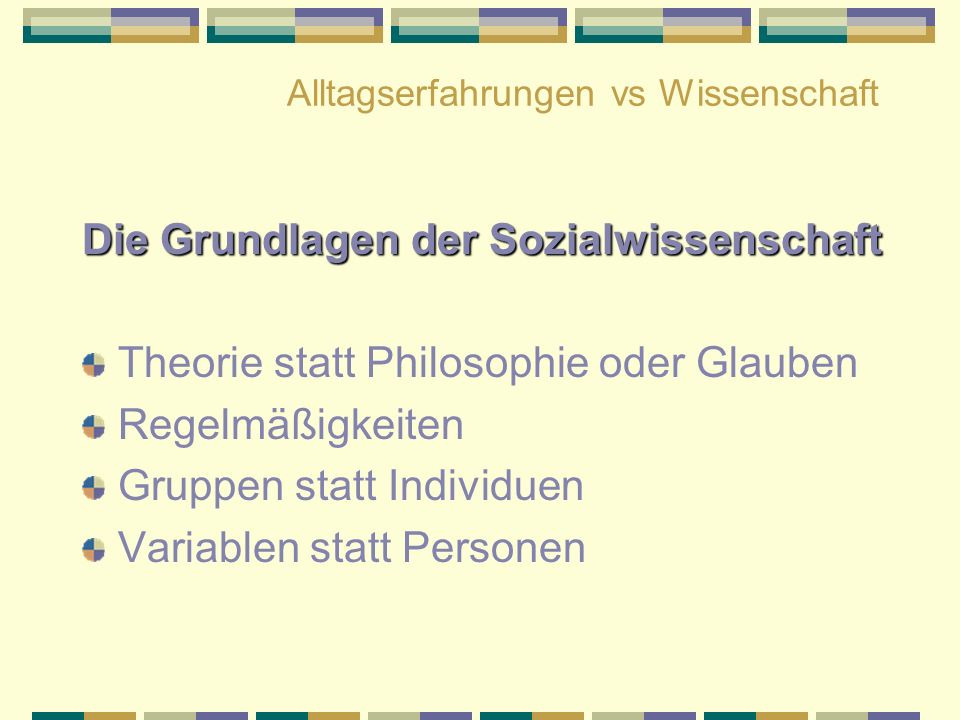 Alltagserfahrungen vs Wissenschaft