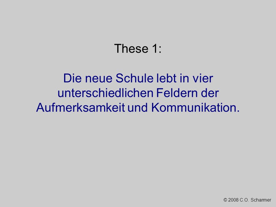 These 1: Die neue Schule lebt in vier unterschiedlichen Feldern der Aufmerksamkeit und Kommunikation.