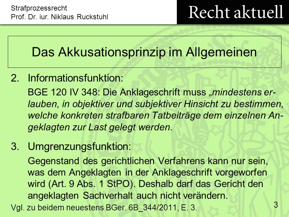 Das Akkusationsprinzip im Allgemeinen