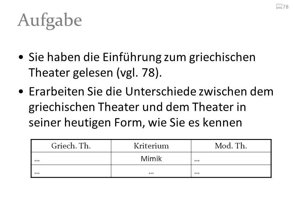 Aufgabe 78. Sie haben die Einführung zum griechischen Theater gelesen (vgl. 78).